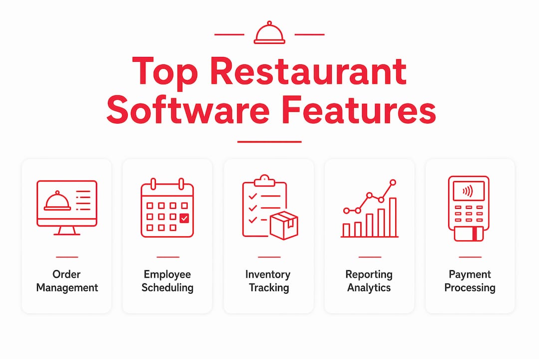Infographic showing ranked restaurant software features