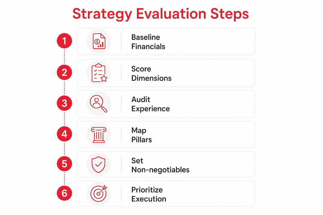 Infographic showing step-by-step restaurant strategy evaluation