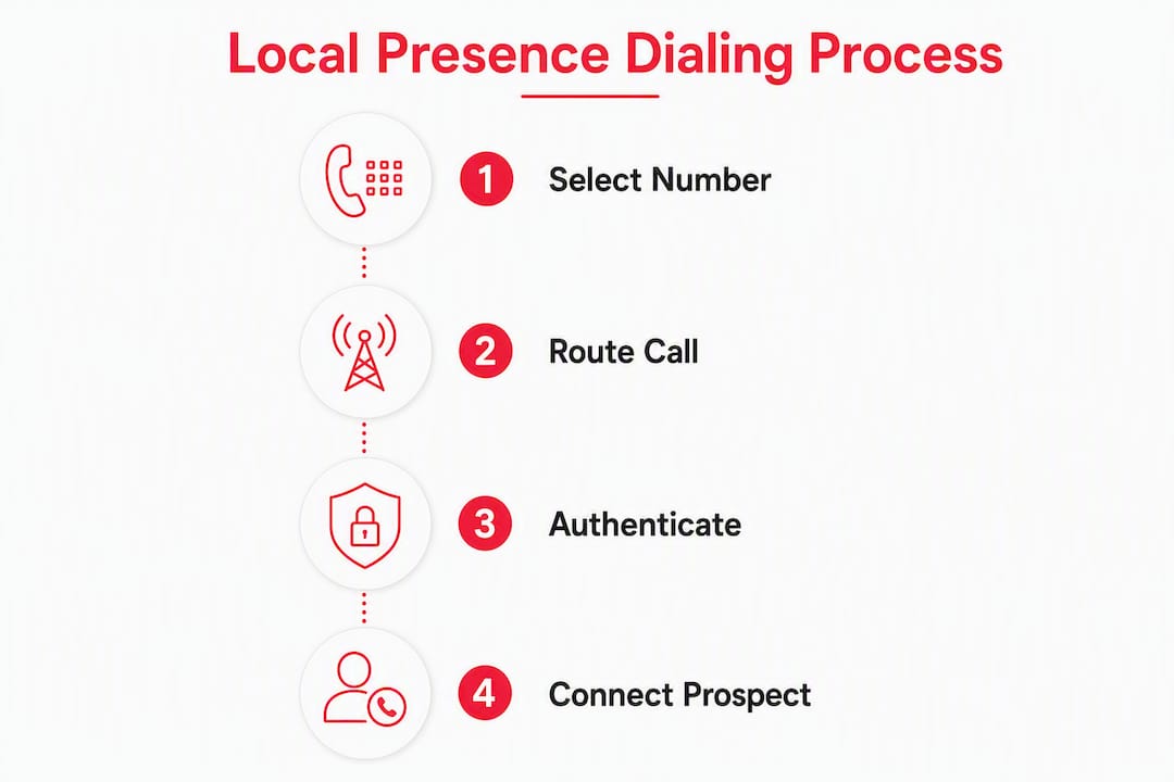 Infographic showing local presence dialing process steps