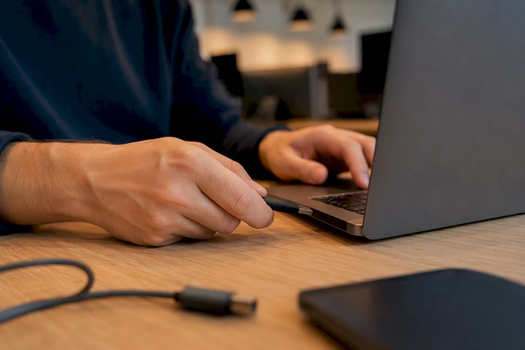 Hands inserting cryptographic security token