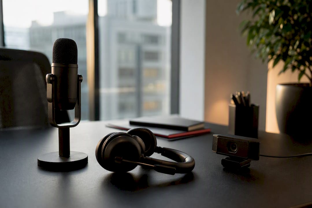 Voice and video communication tools on desk
