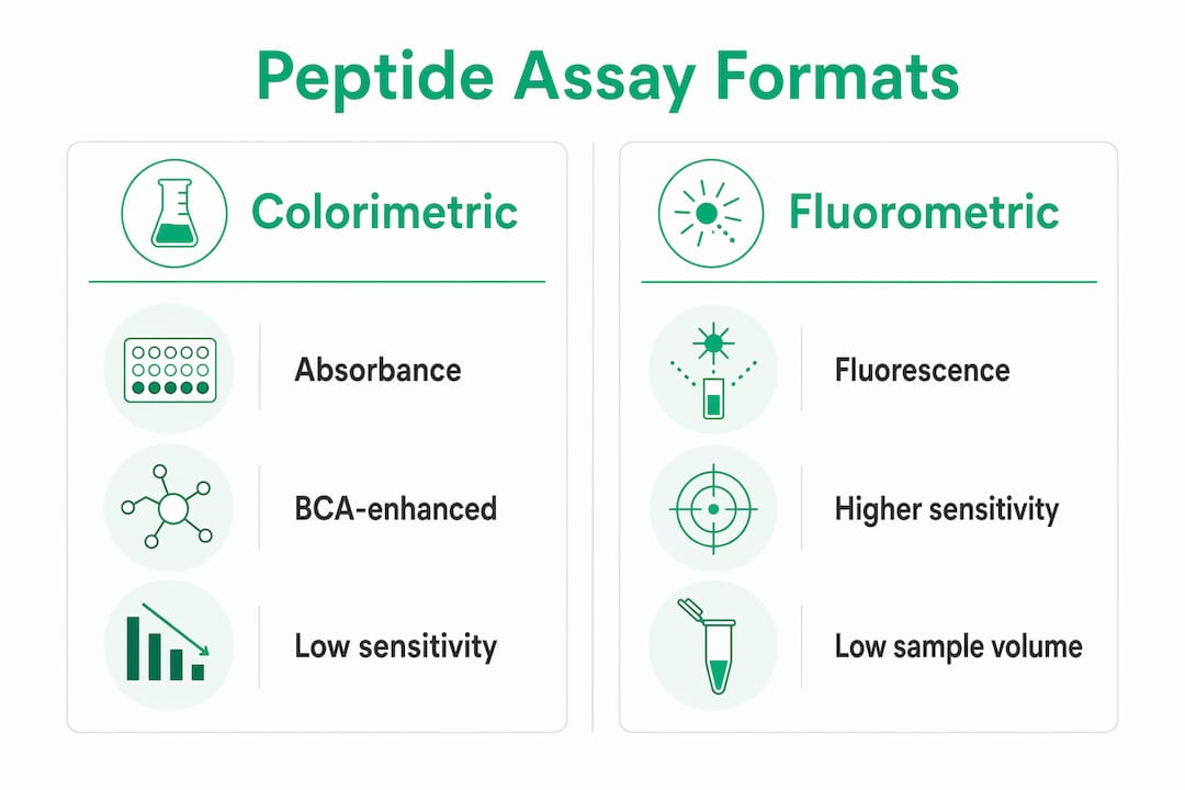 Infographic comparing peptide assay types