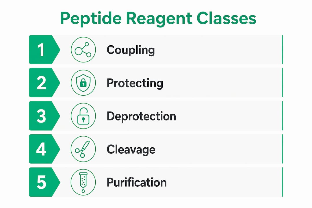 Infographic showing hierarchy of peptide synthesis reagent classes