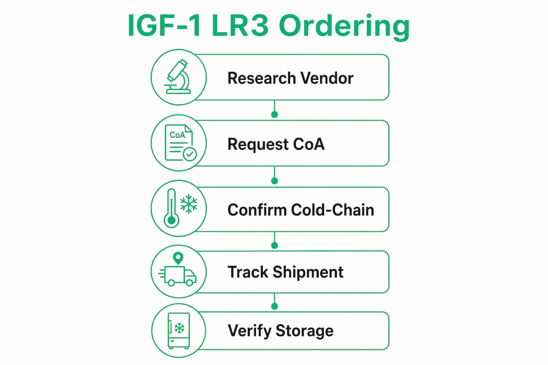 Infographic showing IGF-1 LR3 ordering steps