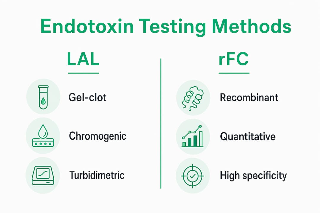 Infographic comparing LAL and rFC endotoxin tests