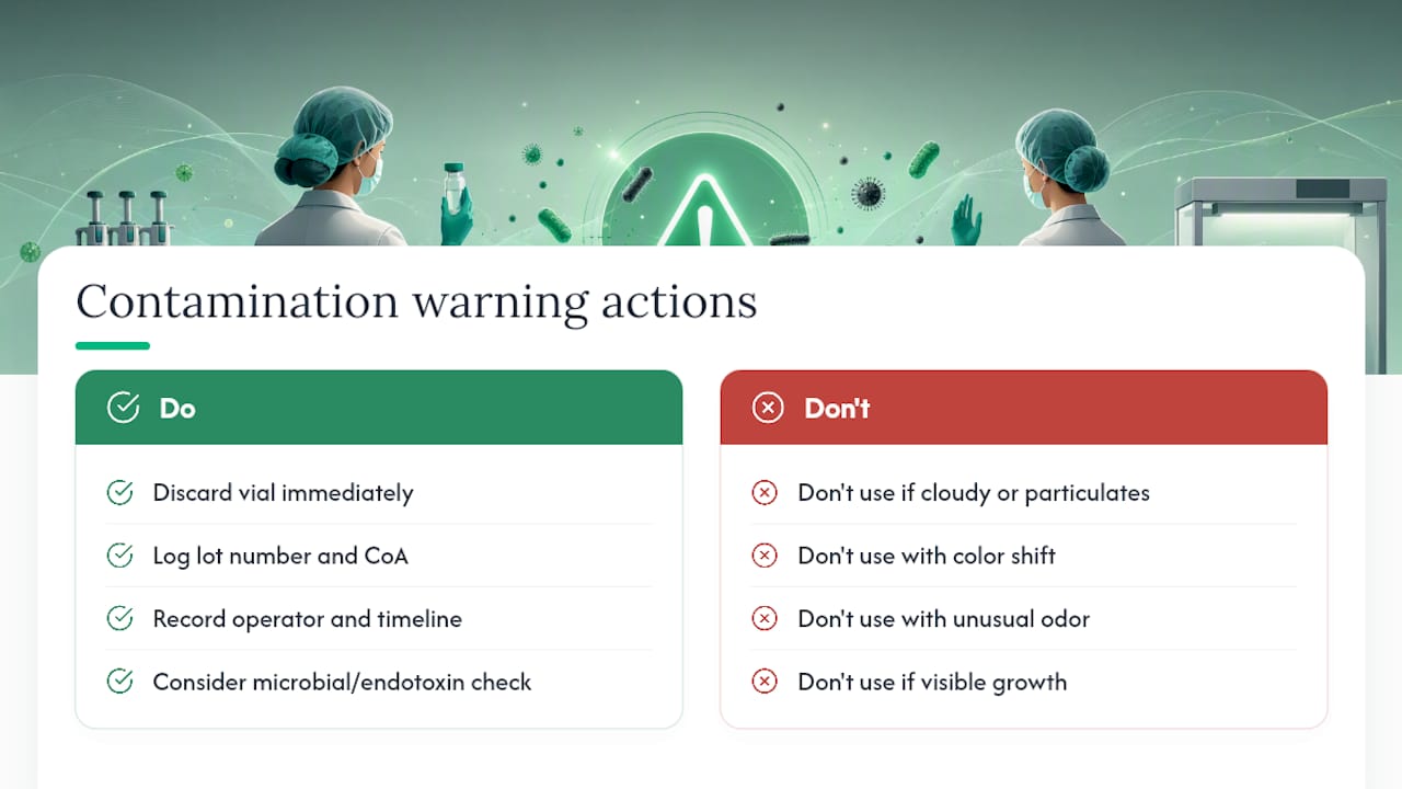 Peptide contamination warning signs and response