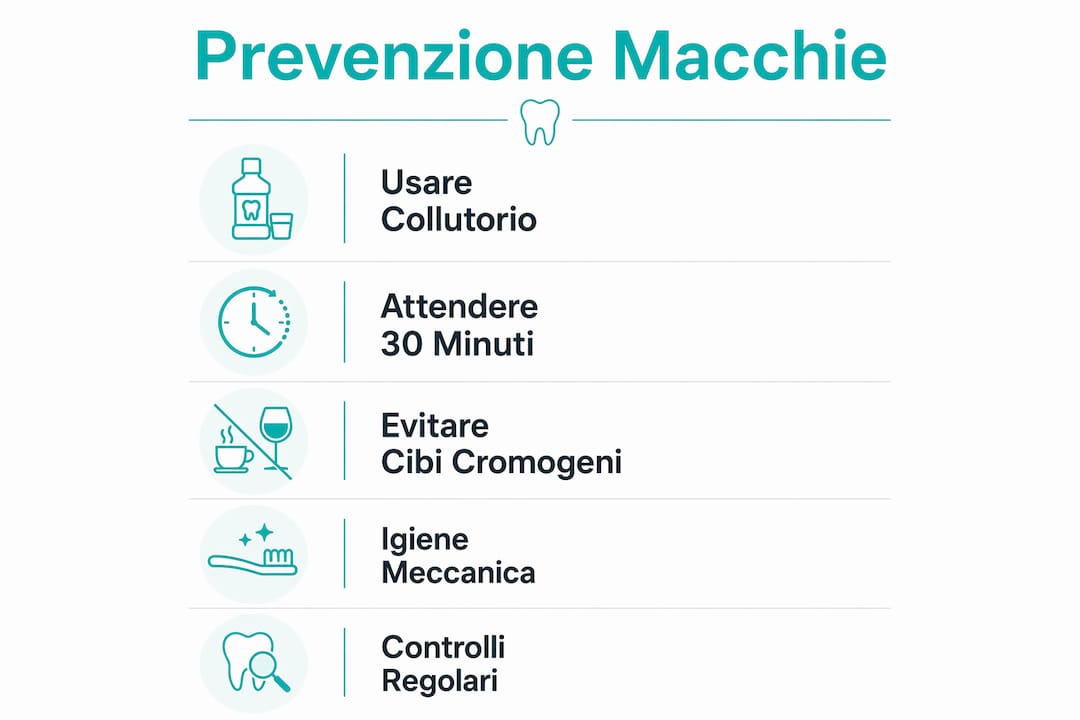 Scopri nell’infografica tutti i consigli pratici per evitare la comparsa di macchie sui denti.
