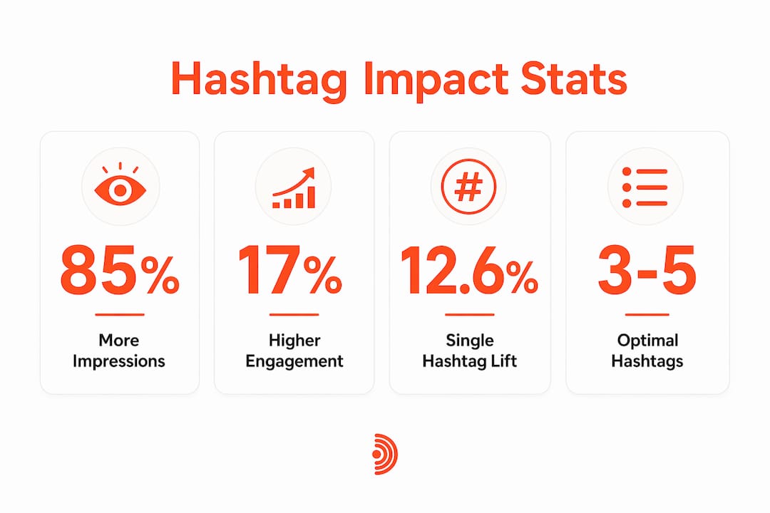 Infographic showing LinkedIn hashtag effectiveness statistics