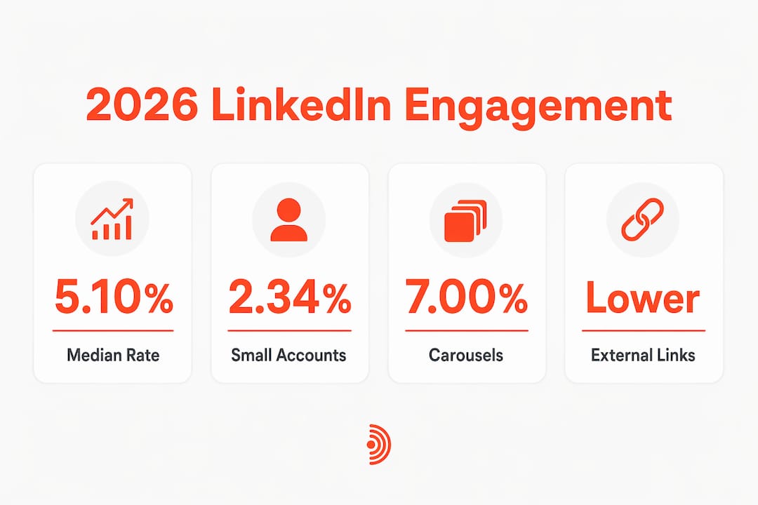 Infographic showing LinkedIn engagement rate statistics