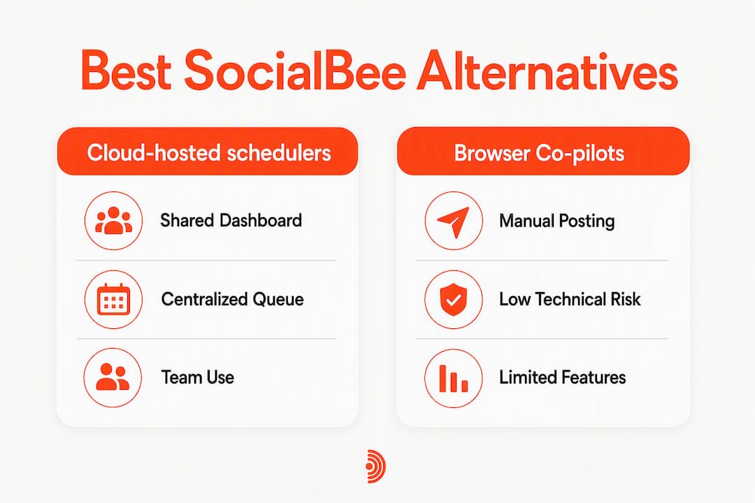 Infographic comparing two SocialBee alternative types