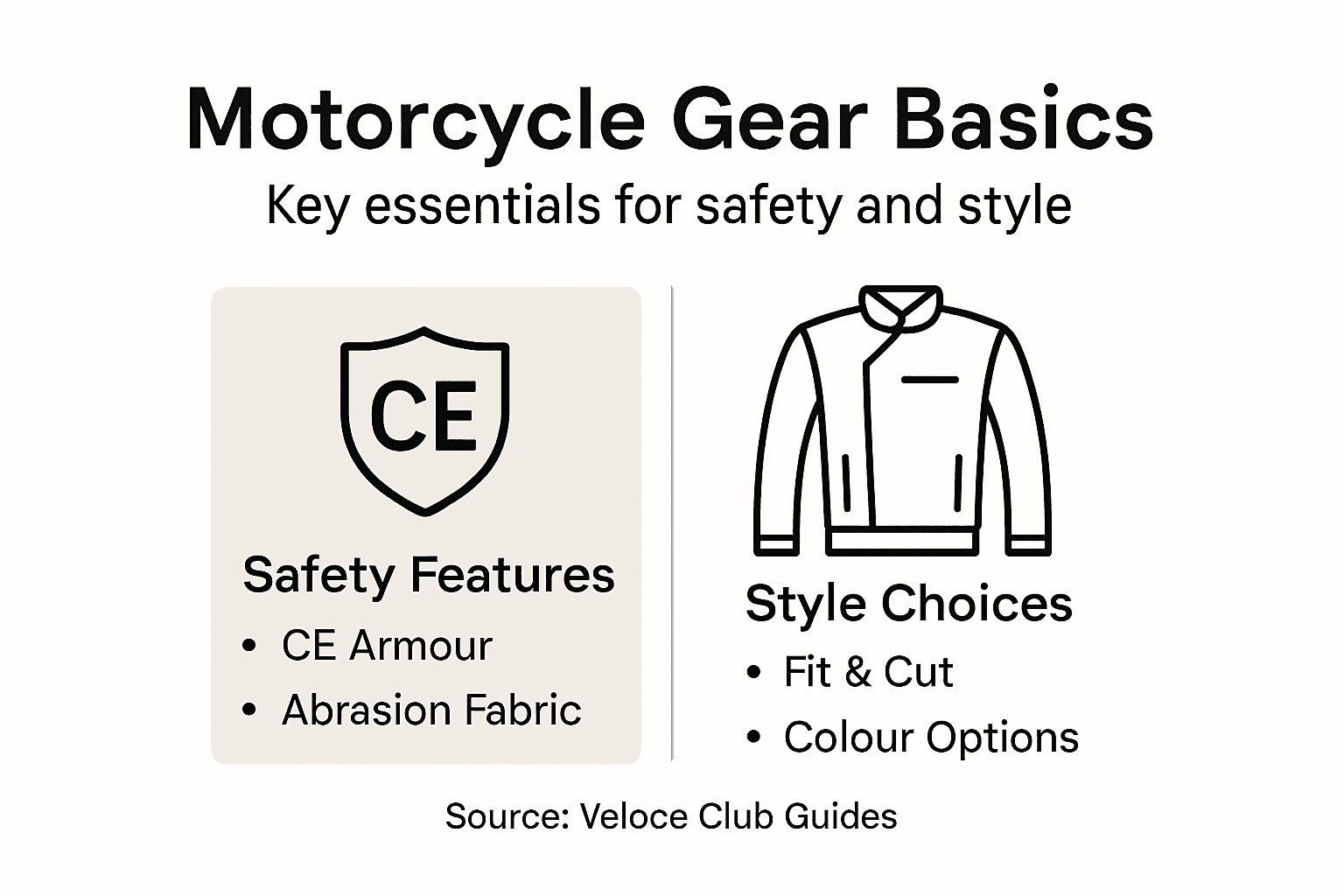 Infographic on motorcycle gear safety and style