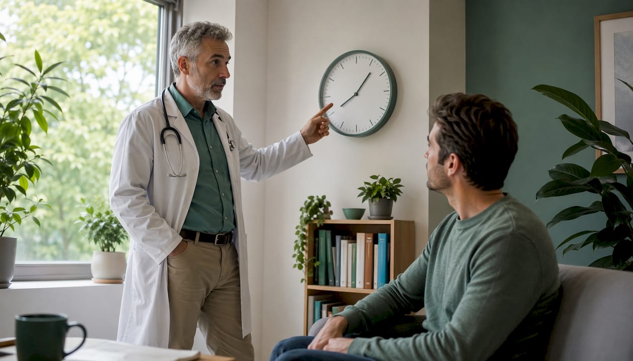 Doctor explaining symptom timing to patient