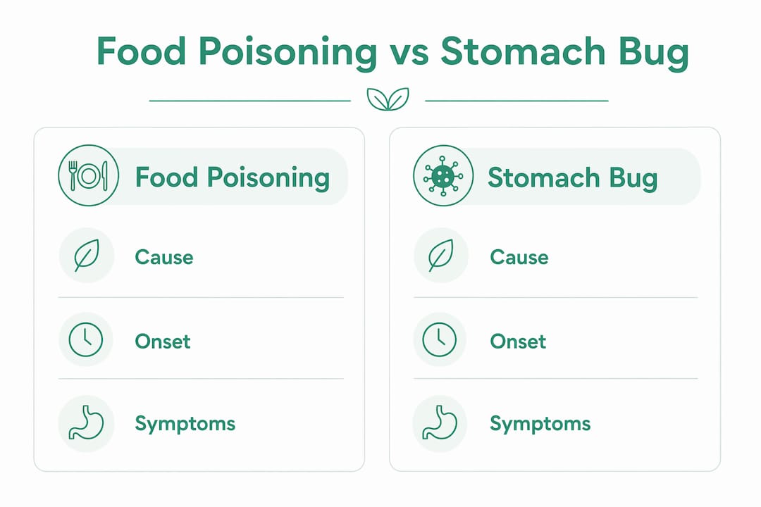 Infographic comparing food poisoning and stomach bug