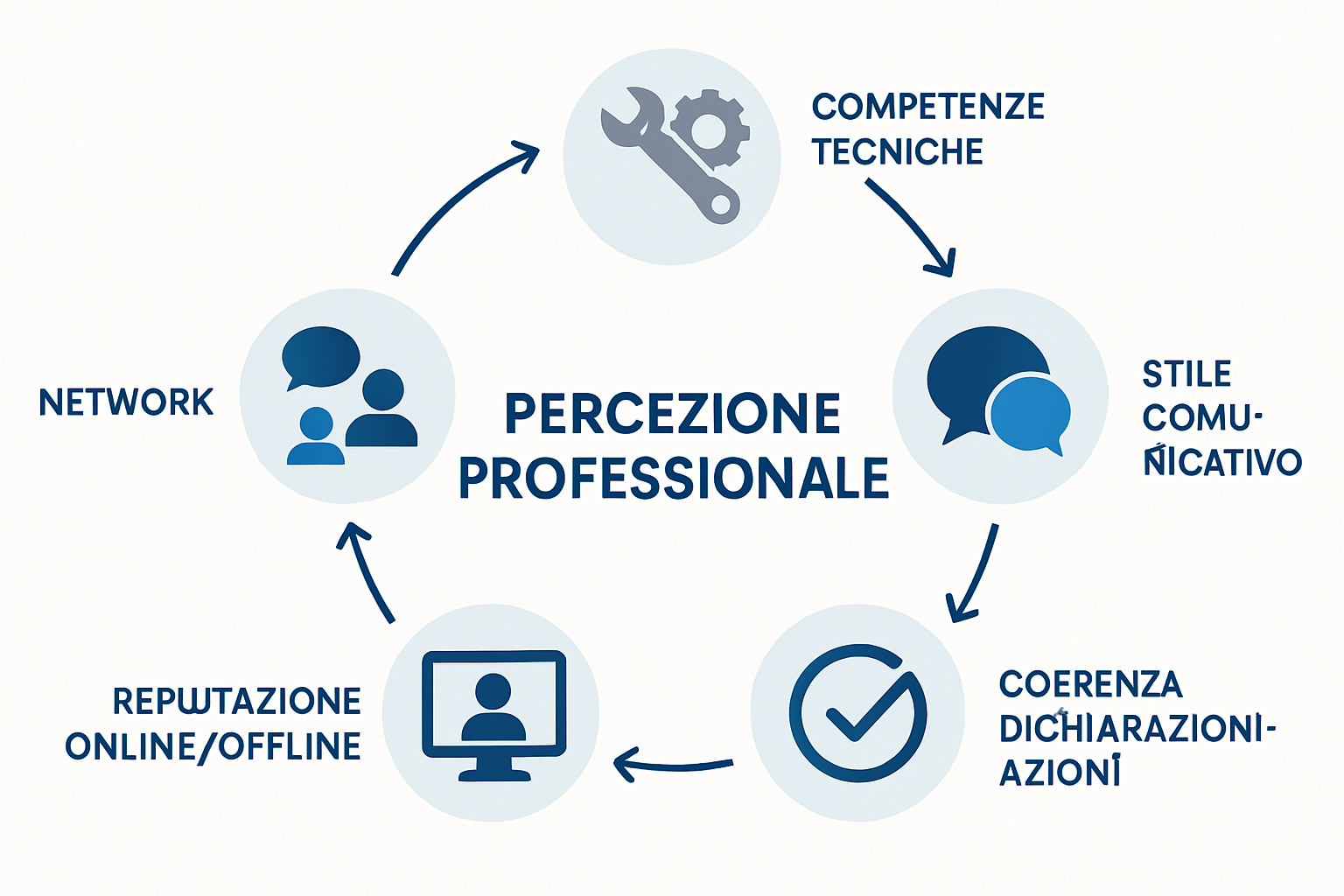 Infografica sui fattori della percezione professionale aziendale
