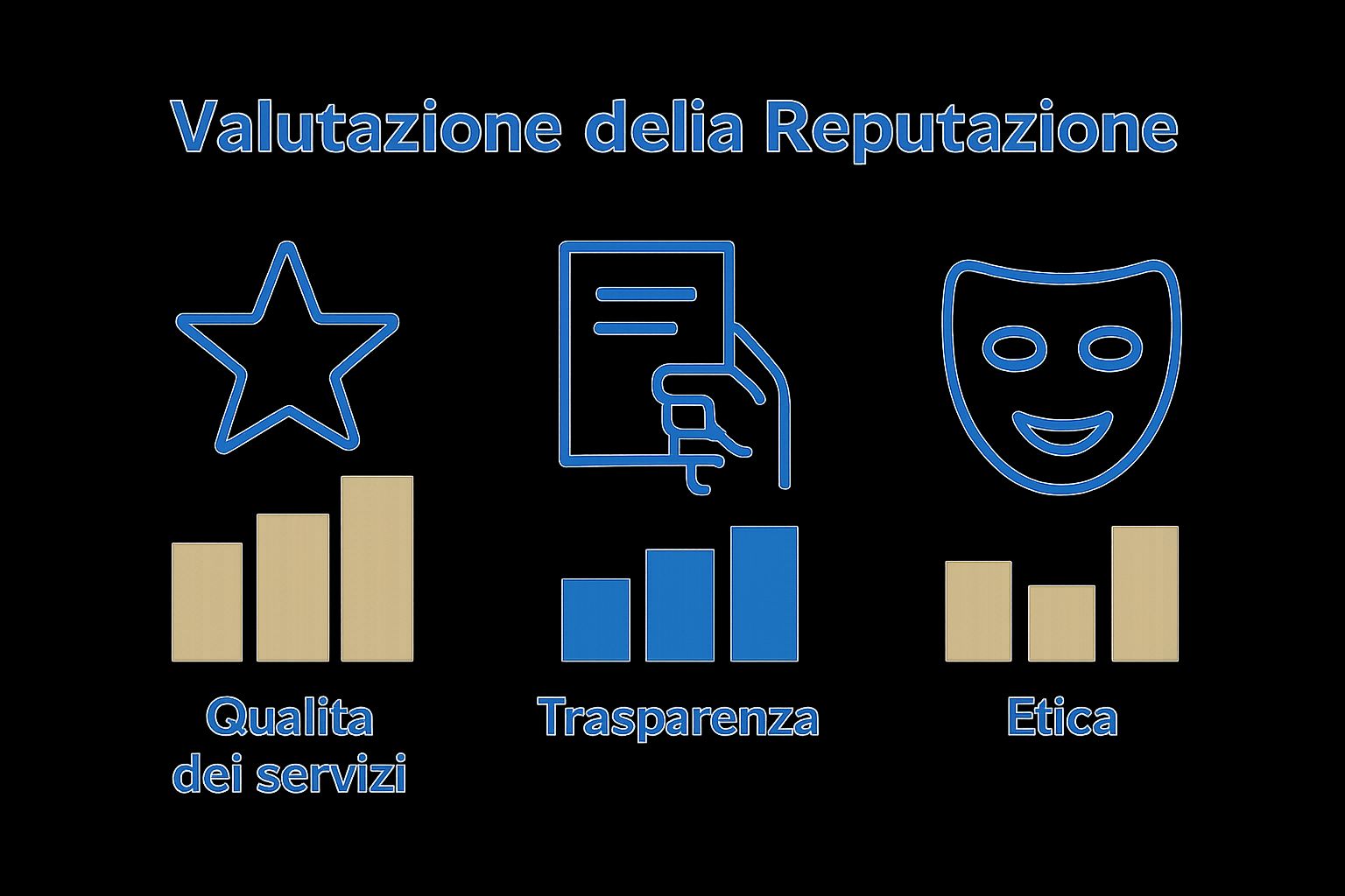 Infografica sulle tre componenti principali della reputazione aziendale in Italia