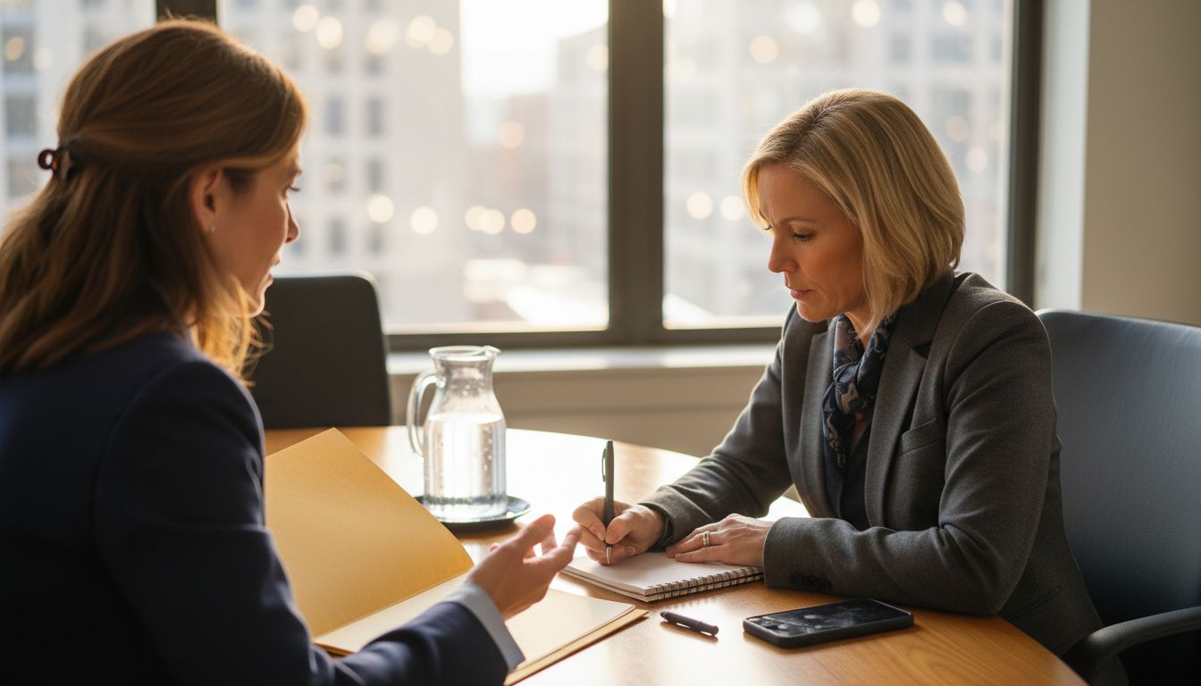Two professionals discussing media and PR
