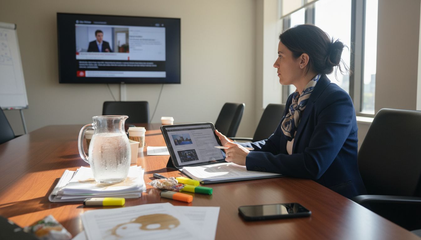 Media tools and reports on meeting table
