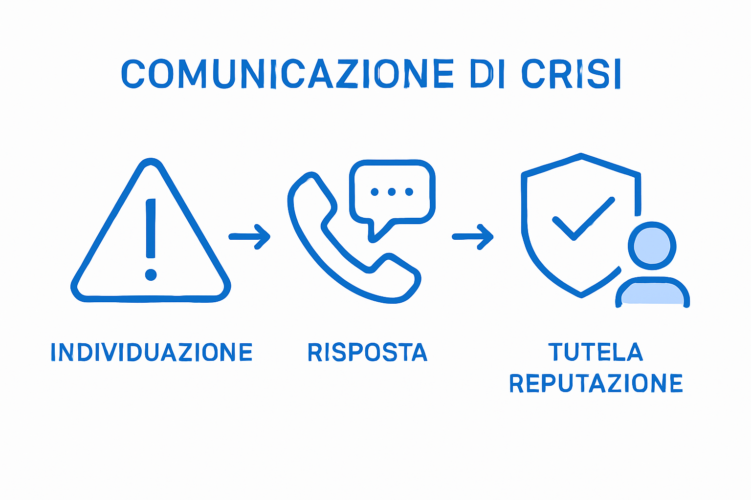 Three-step crisis communication infographic