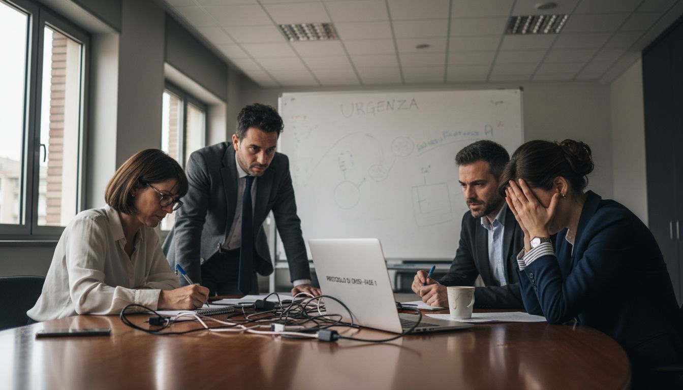 Riunione di squadra dedicata alla gestione delle situazioni di crisi