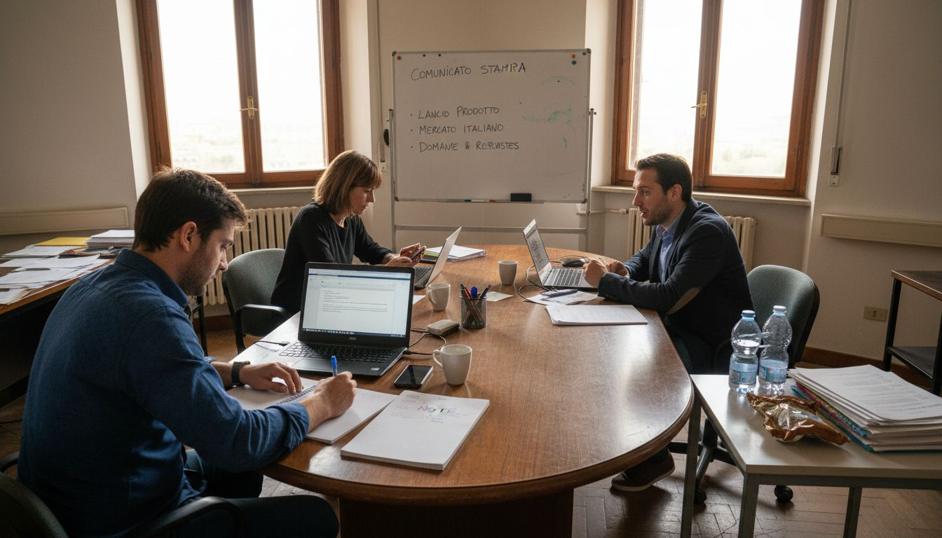 Il team comunicazione è al lavoro sulla stesura del comunicato stampa.