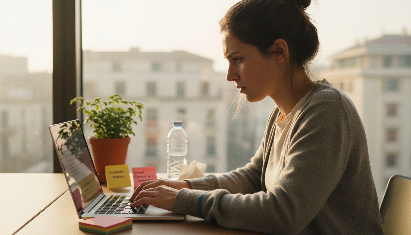 Donna che sta scrivendo una risposta a una recensione online