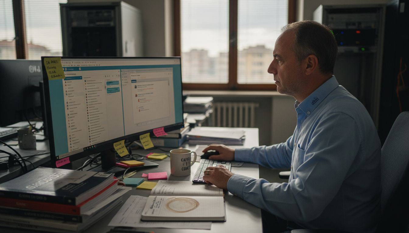 Il personale al lavoro alla scrivania mentre utilizza strumenti di comunicazione