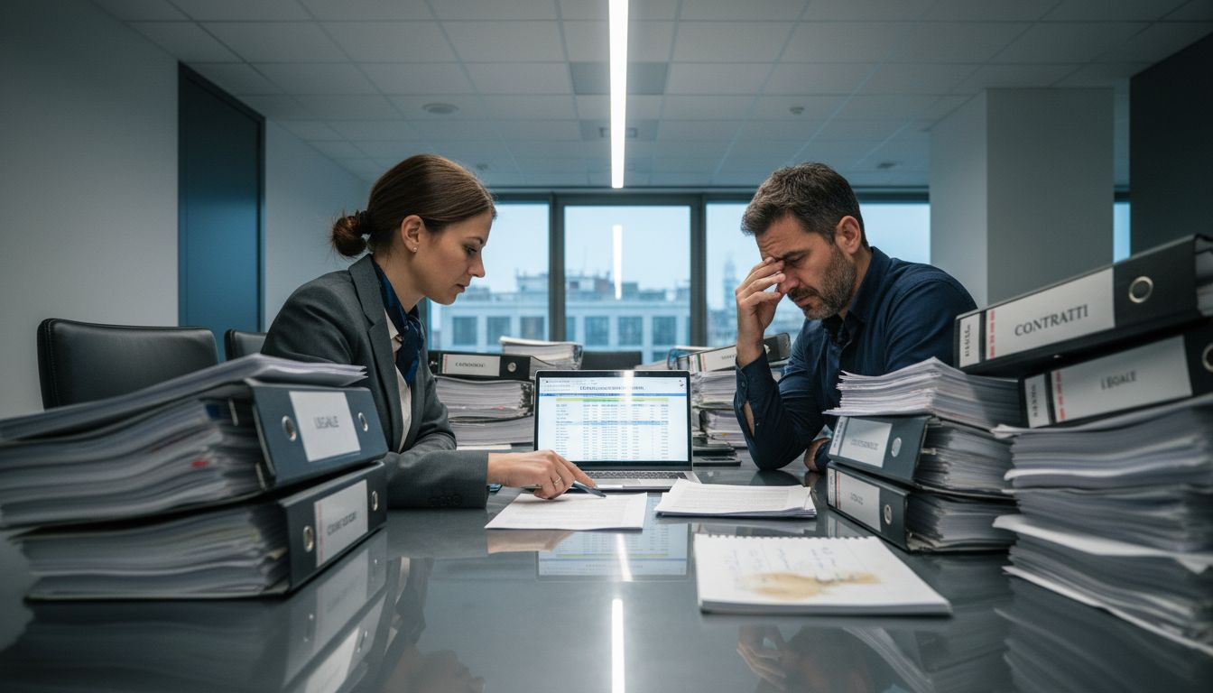 L’avvocato e il cliente si confrontano su alcune pratiche legali.