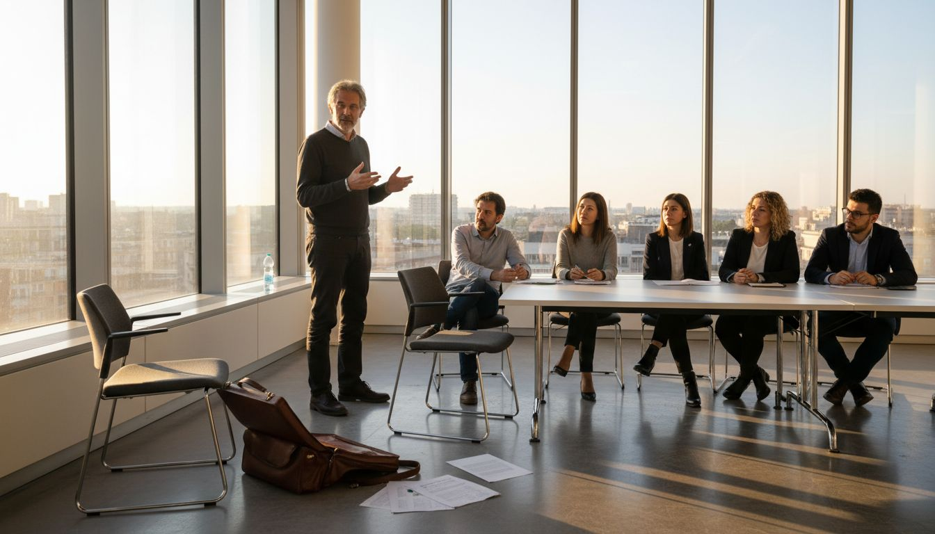 Un formatore illustra ai dipendenti le dinamiche della formazione in azienda