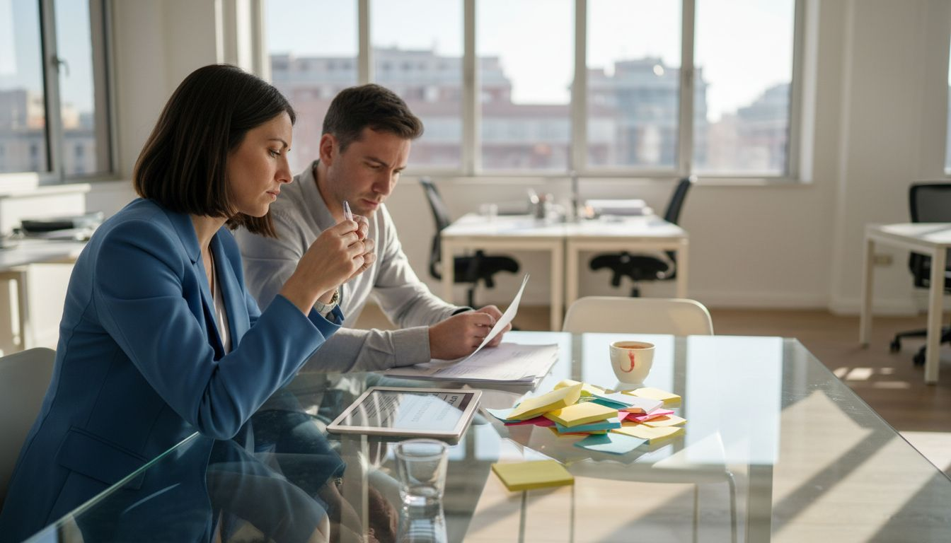 Un gruppo di colleghi esamina insieme i risultati delle valutazioni sul feedback comunicativo.