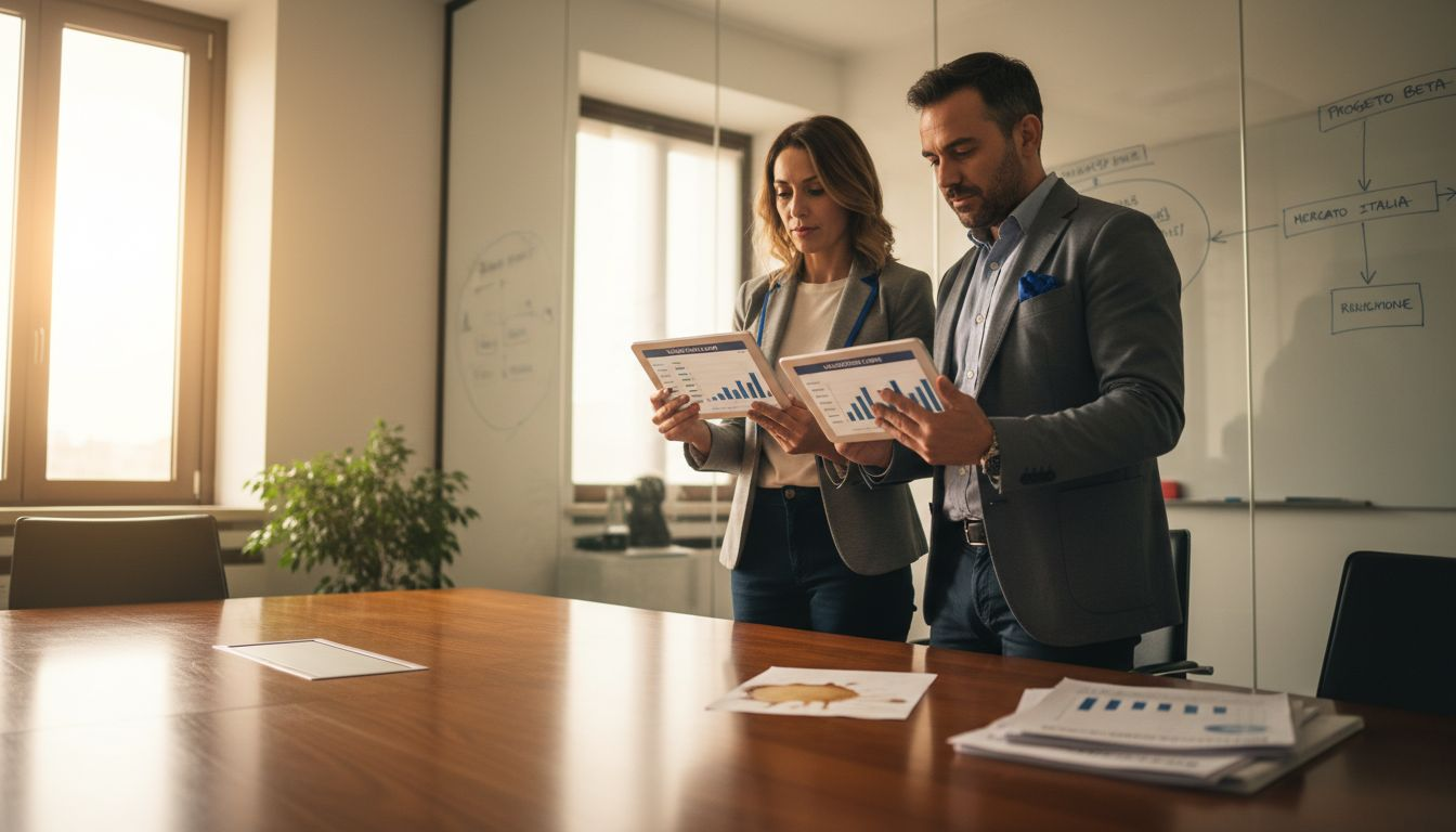Colleghi che analizzano insieme i feedback ricevuti in formato digitale