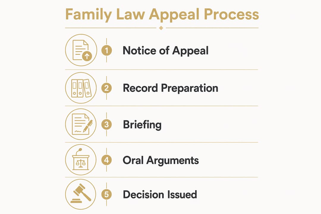 Infographic illustrating family law appeal steps
