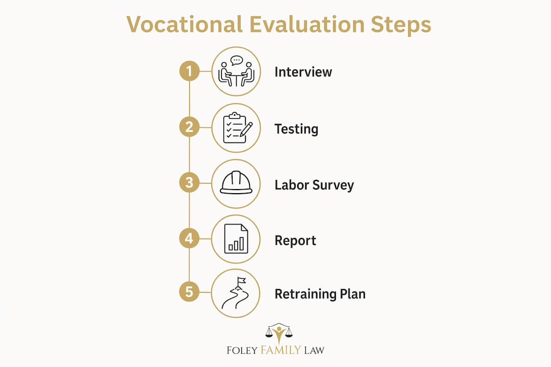 Infographic illustrating vocational evaluation steps