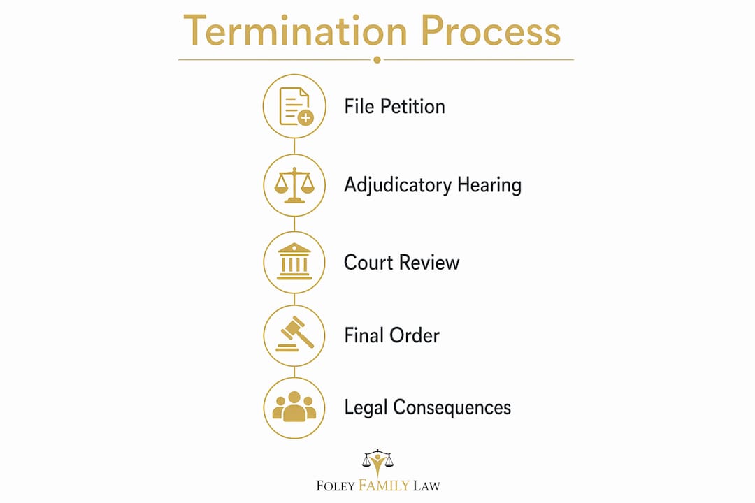 Infographic showing steps in voluntary termination process