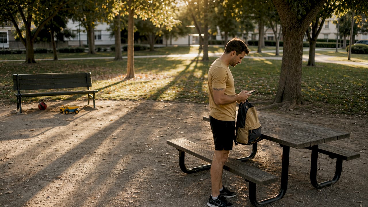 Father at neutral child exchange location