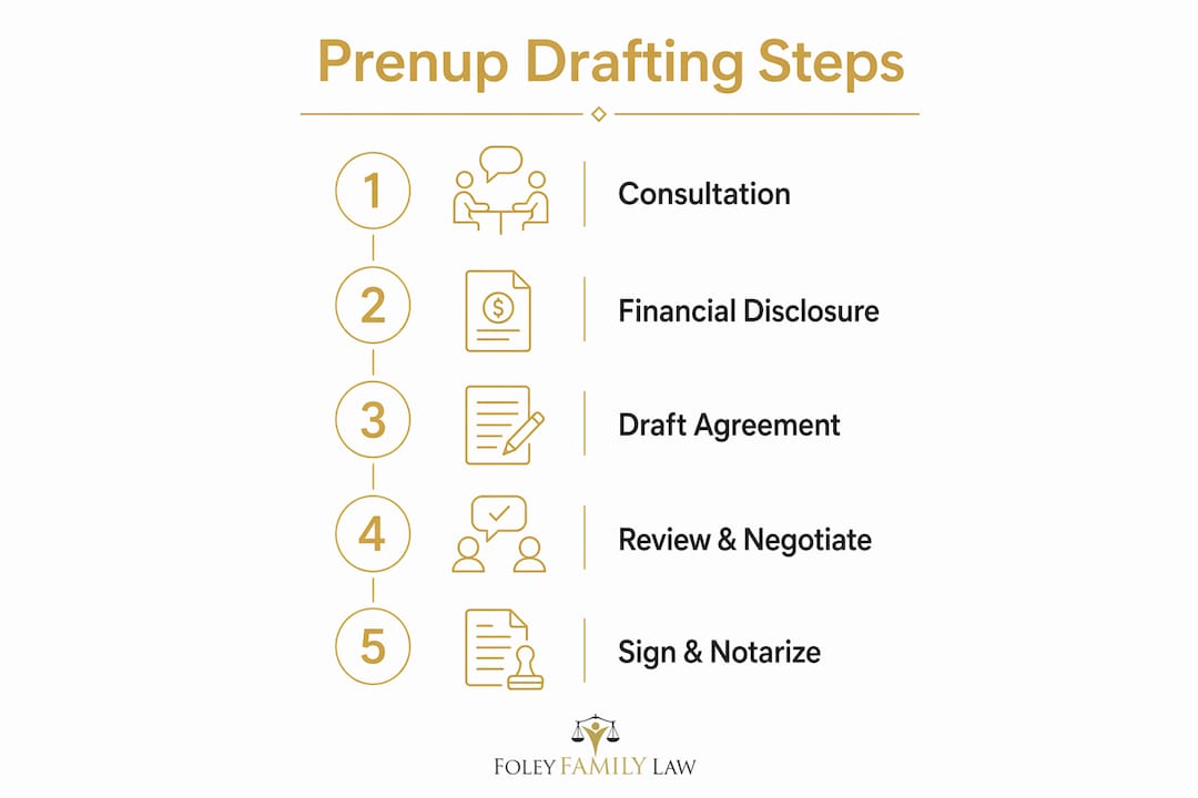 Infographic showing Florida prenup drafting steps