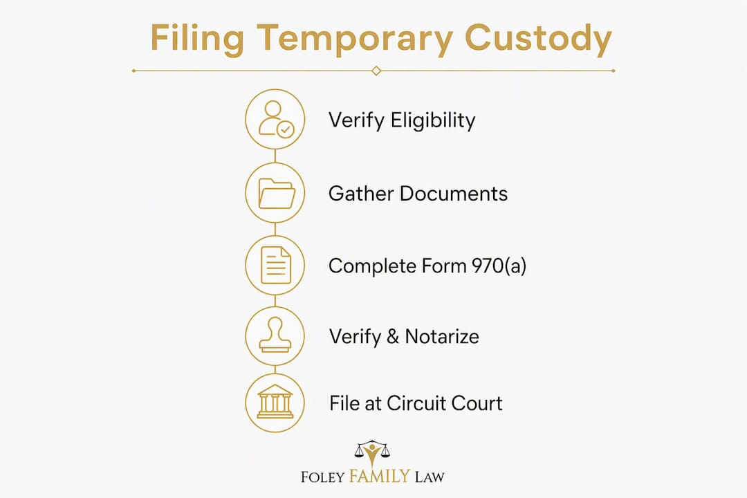 Step-by-step infographic for filing temporary custody