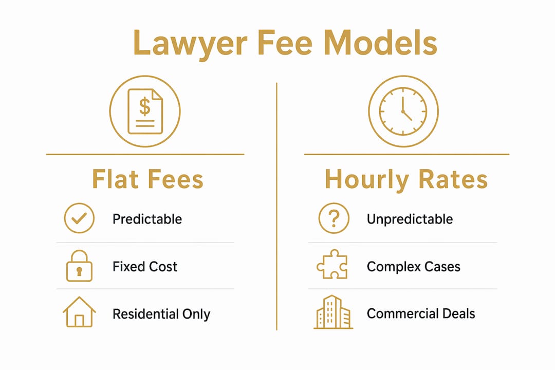 Infographic comparing flat fees and hourly rates
