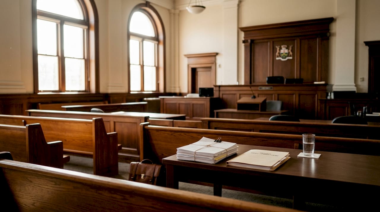 Empty Ontario courtroom interior