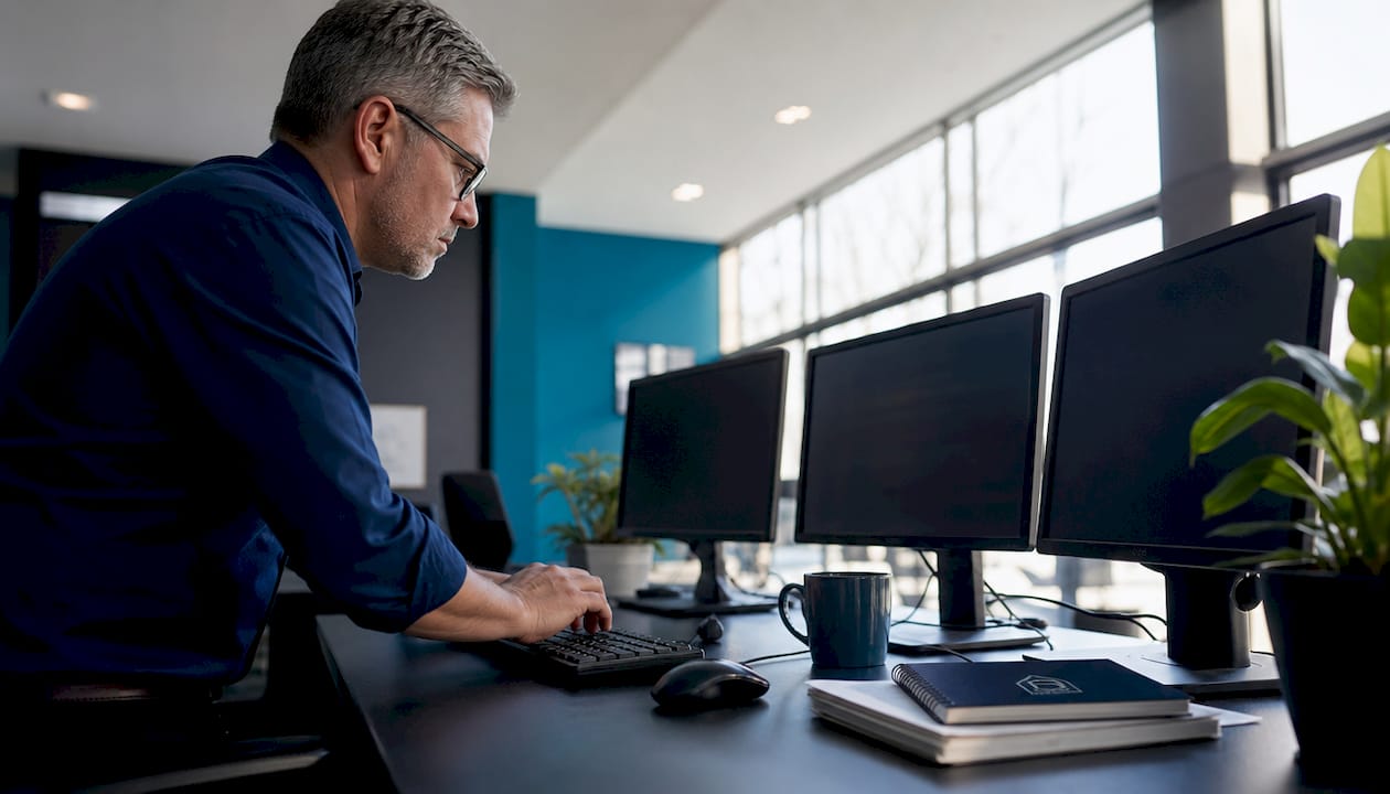 IT professional monitoring server alerts