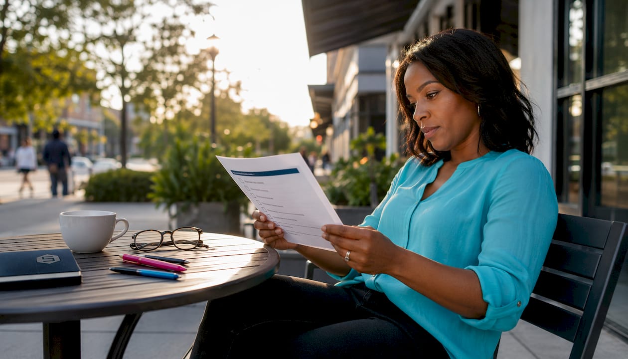 IT manager reviewing onboarding checklist in home office