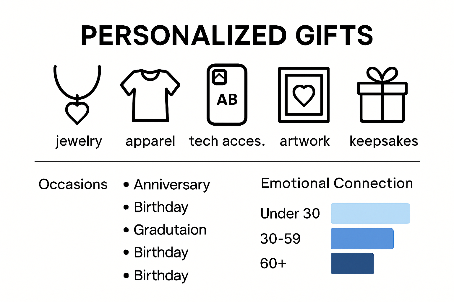 Infographic comparing personalized gift types for occasions