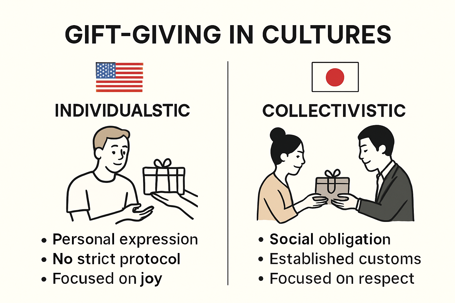 Infographic comparing cultural gift-giving differences