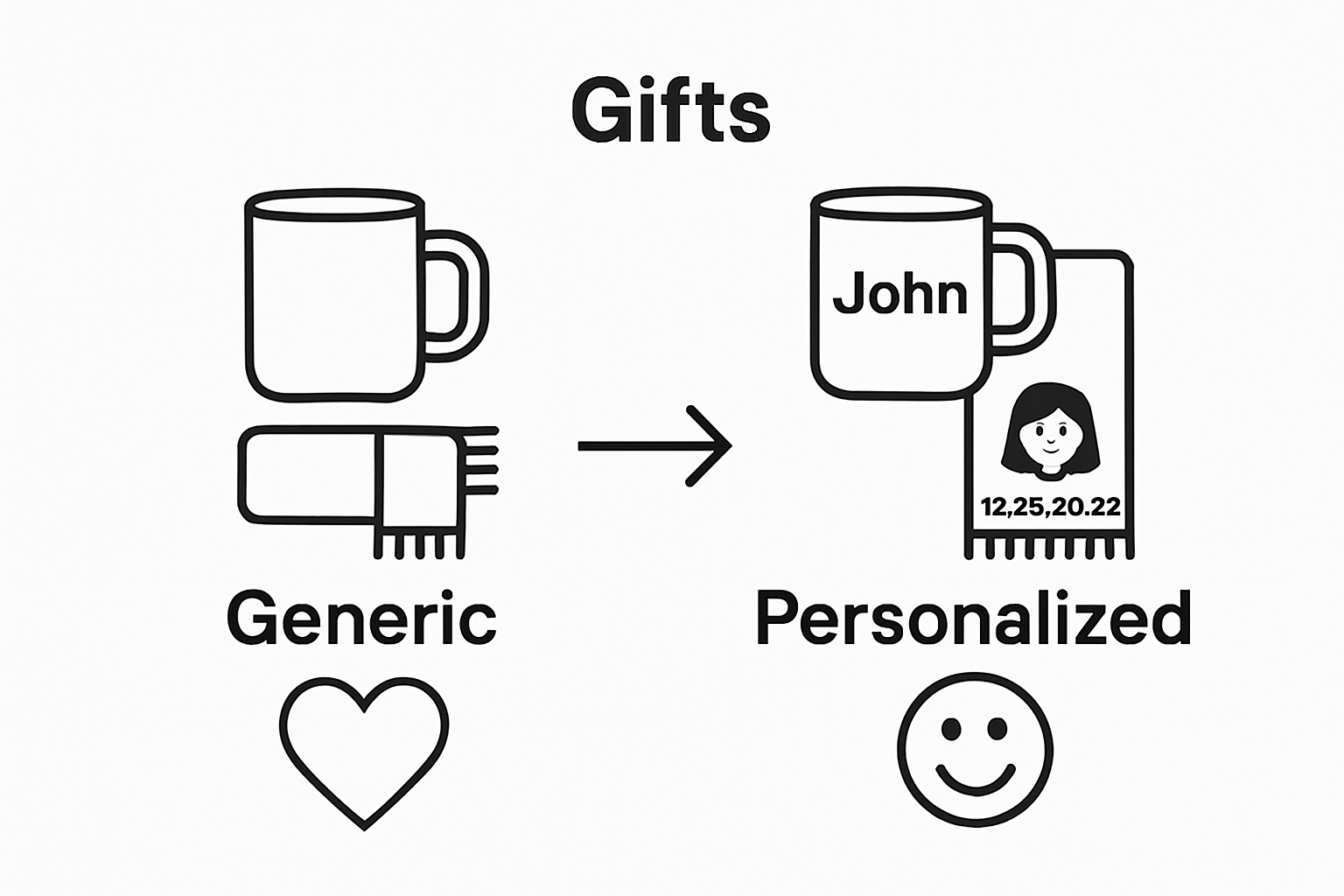 Comparing generic and personalized gifts visually