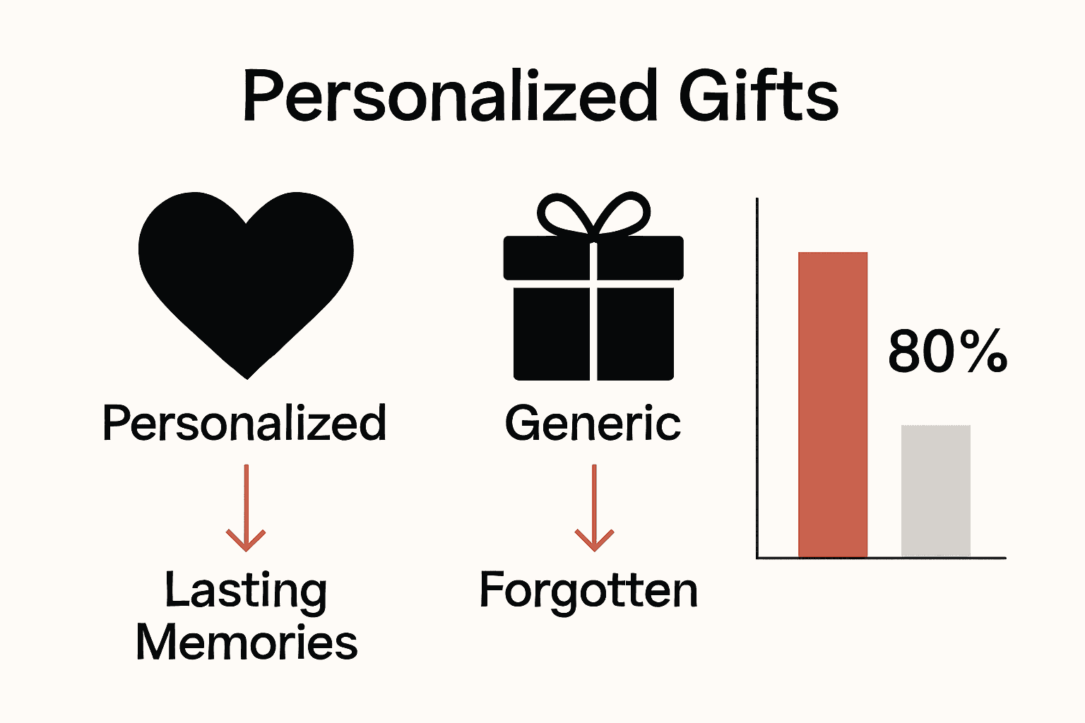 Infographic comparing emotional impact of personalized and generic gifts