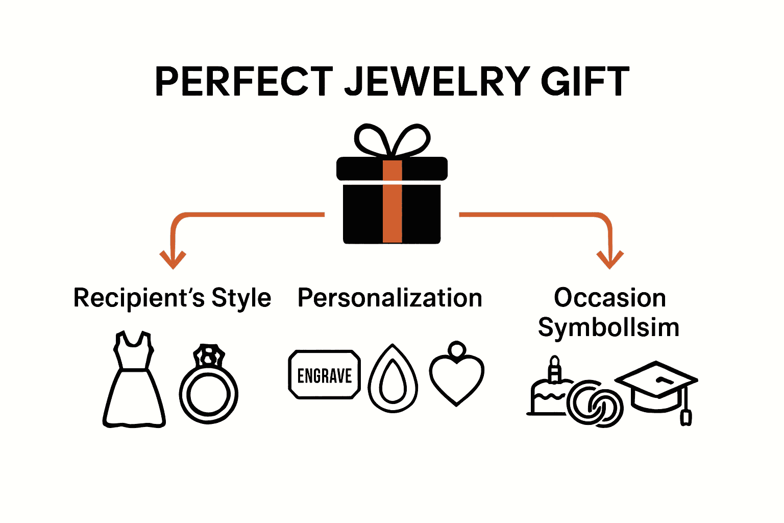 Infographic comparing style, personalization, and occasion for jewelry gifts