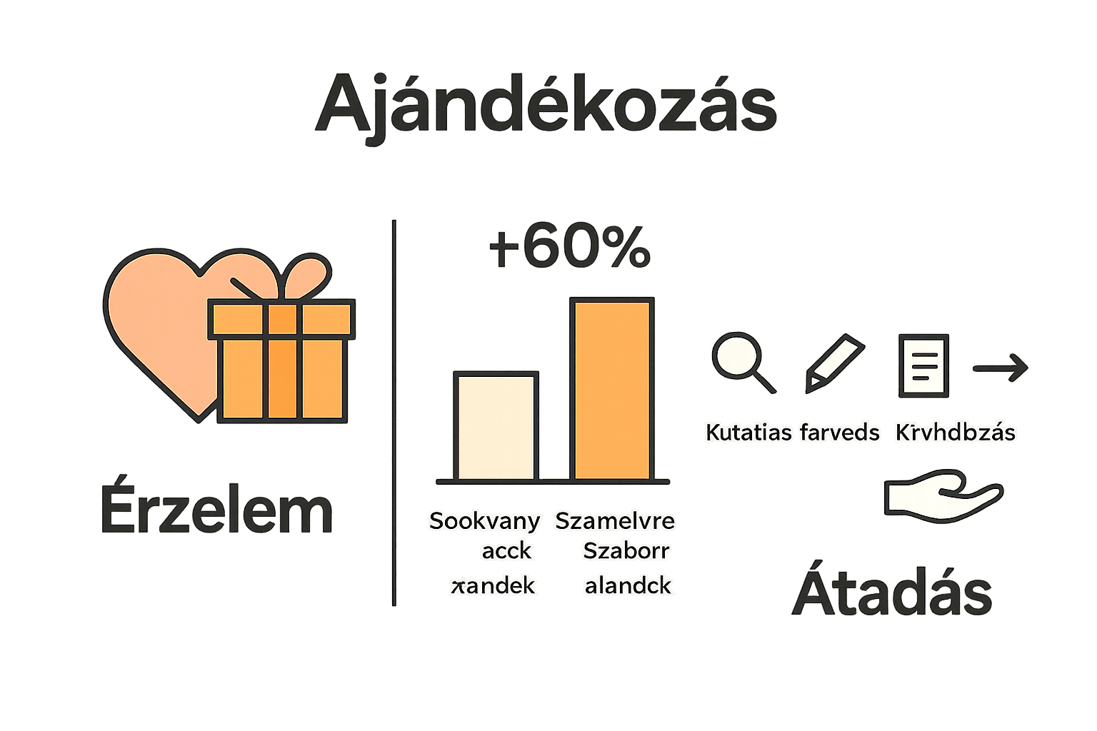 Személyes ajándék infografika ikonokkal és folyamatábrával