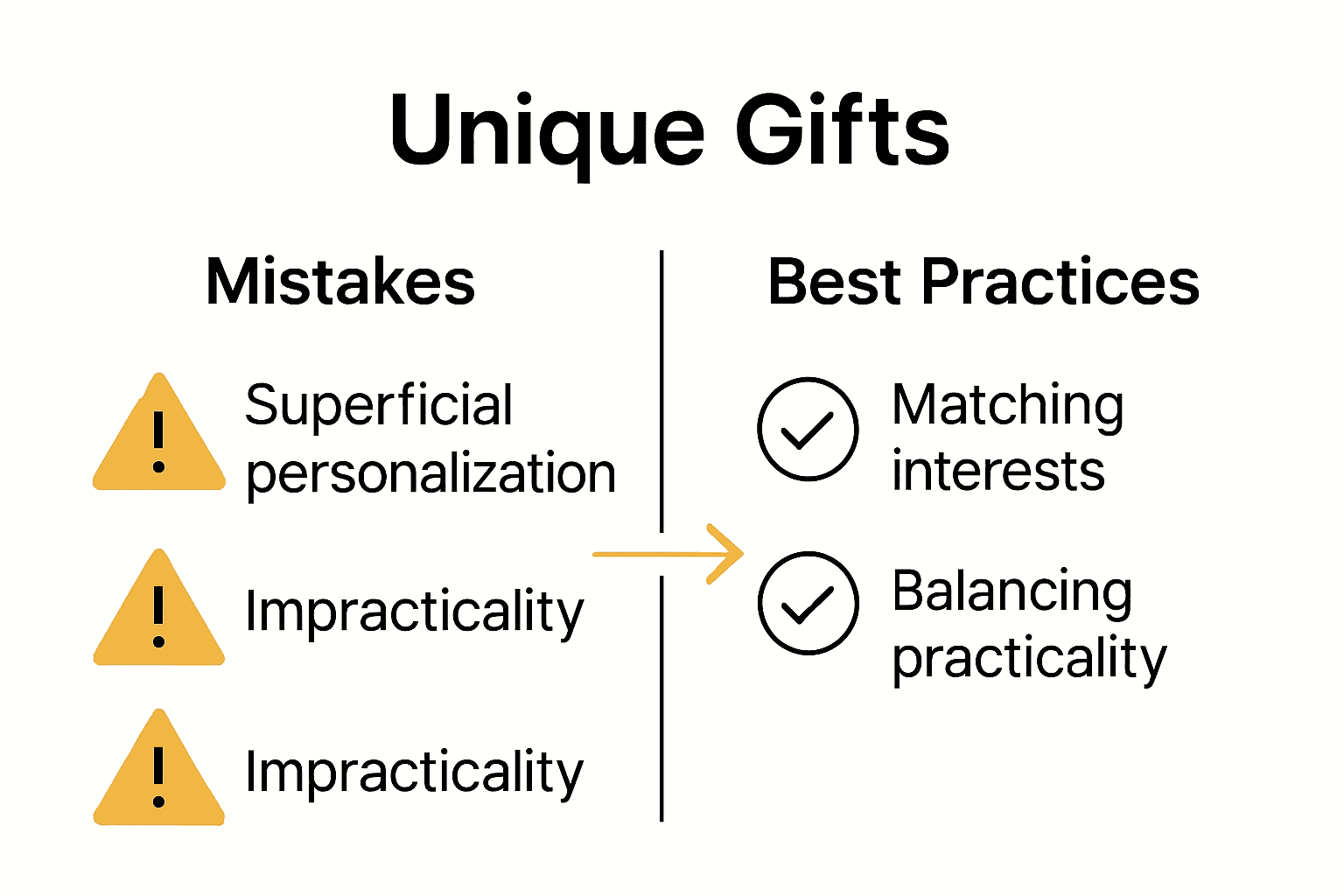 Infographic comparing gift selection mistakes and best practices.