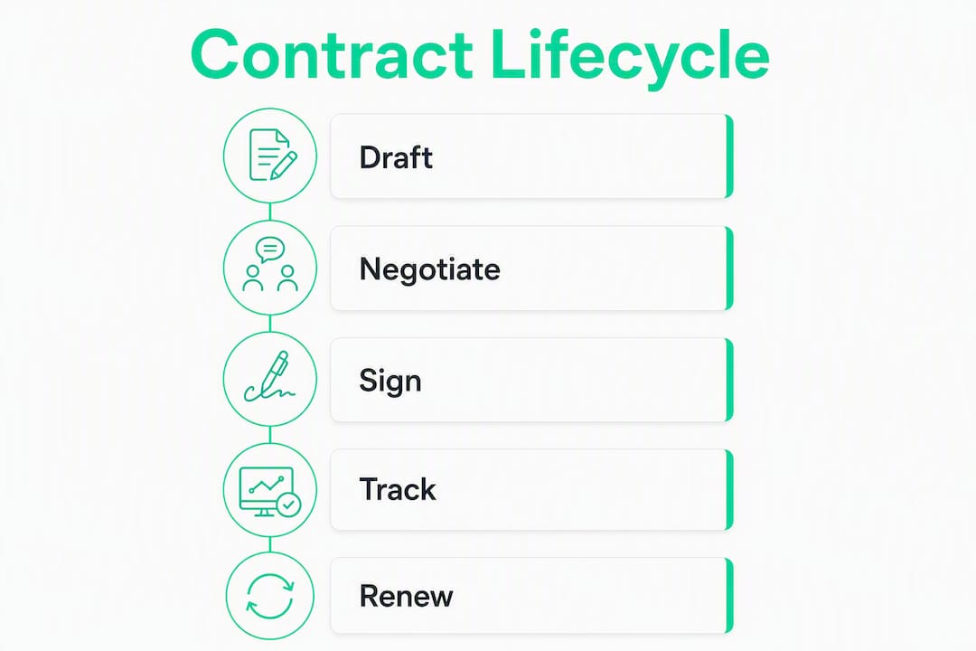 Infographic illustrating contract lifecycle stages