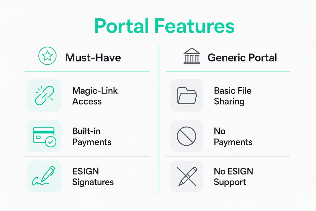 Infographic comparing client portal features