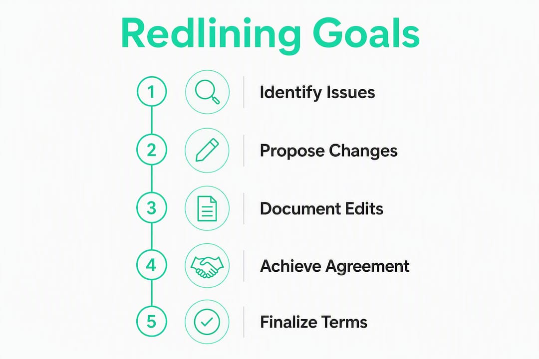 Infographic showing contract redlining goals flowchart